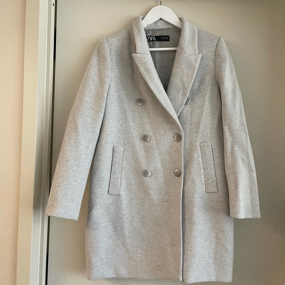 Zara Grey Double Breasted Coat - Picture 6 of 10
